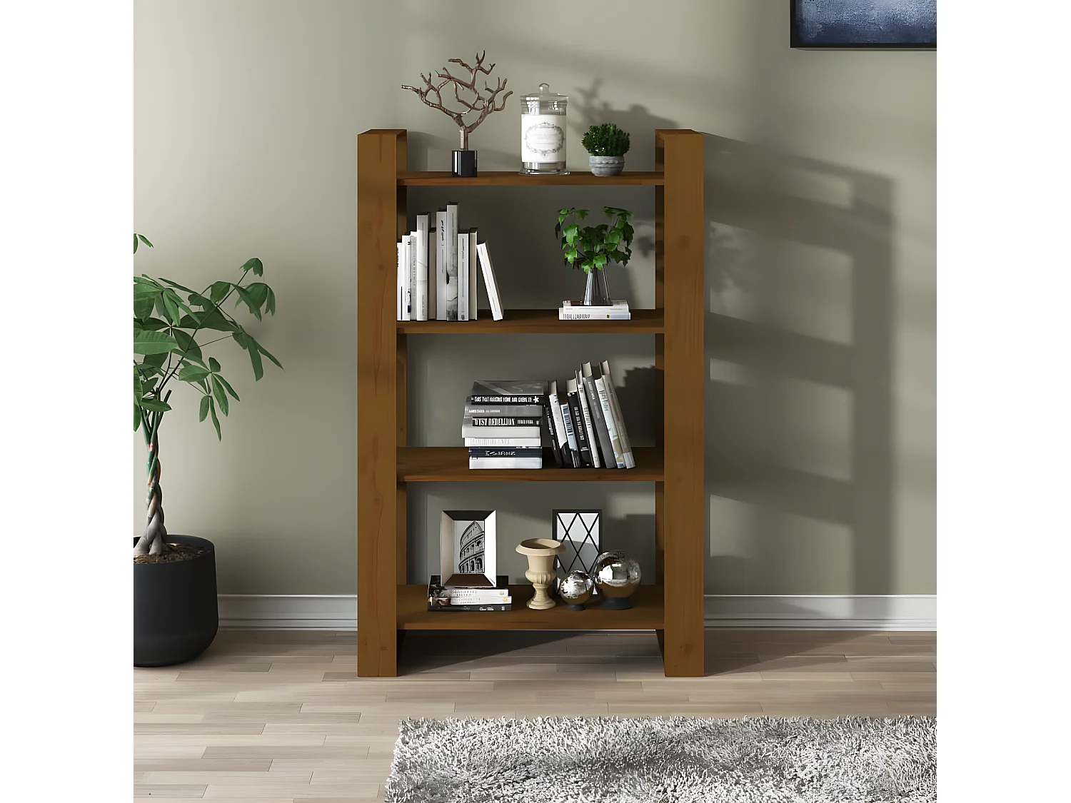 Bibliothèque/Cloison Marron miel 80x35x125 cm Bois massif