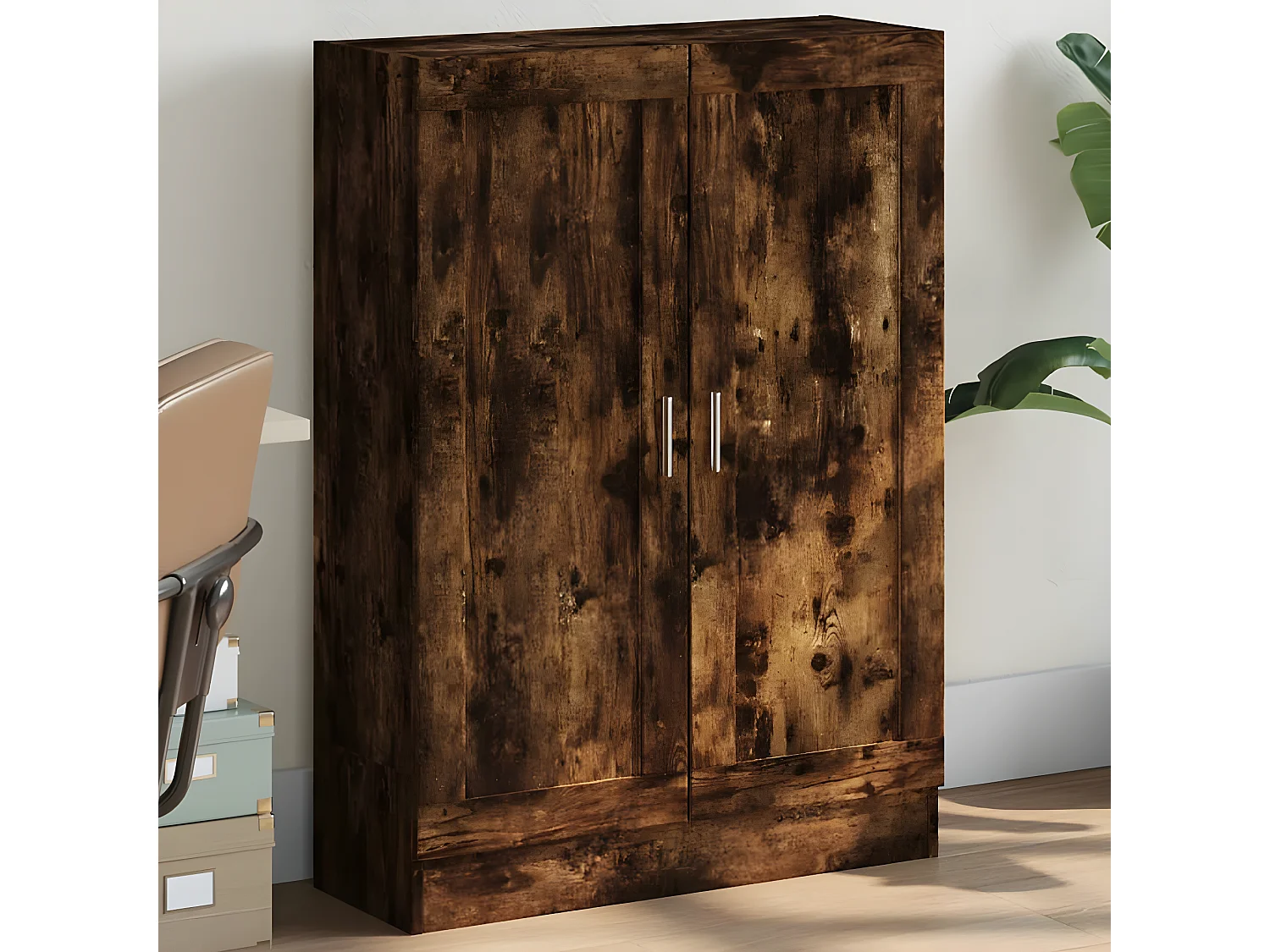 Bibliothèque chêne fumé 82,5x30,5x115 cm bois d'ingénierie