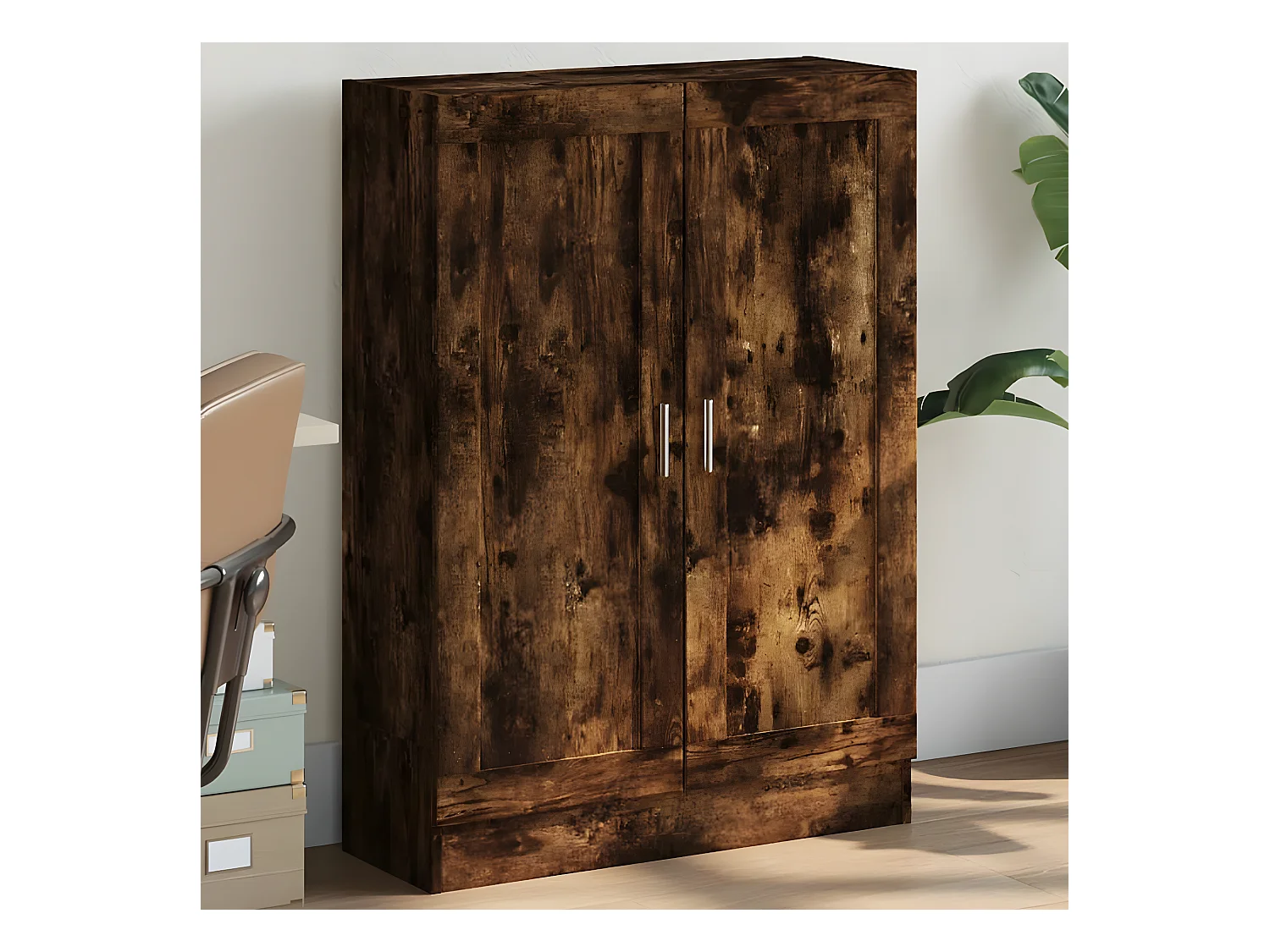 Bibliothèque chêne fumé 82,5x30,5x115 cm bois d'ingénierie