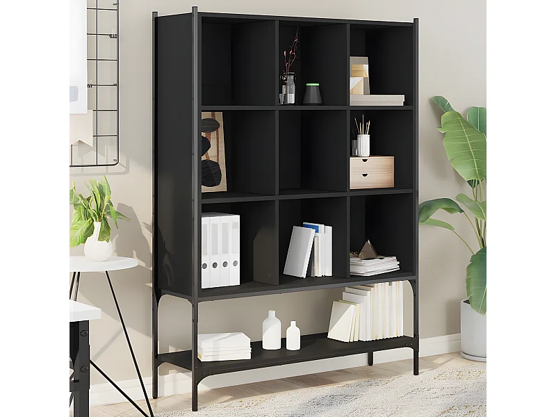 Bibliothèque noir 102x30x141,5 cm bois d'ingénierie