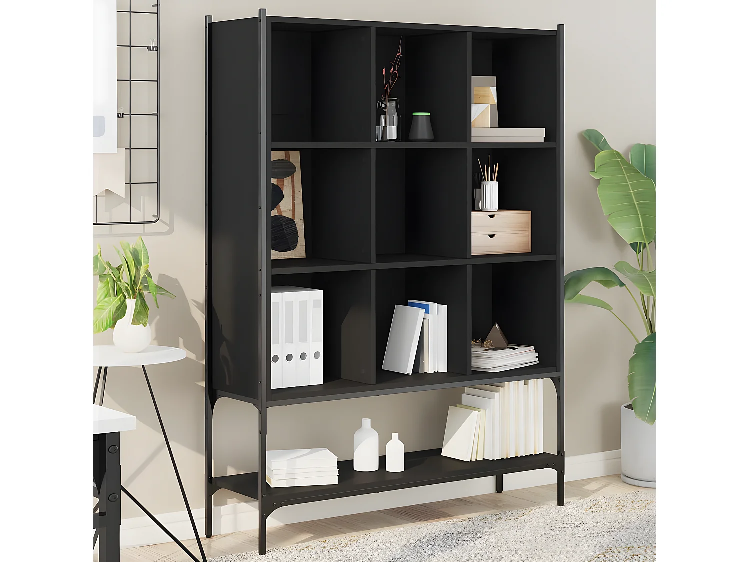 Bibliothèque noir 102x30x141,5 cm bois d'ingénierie