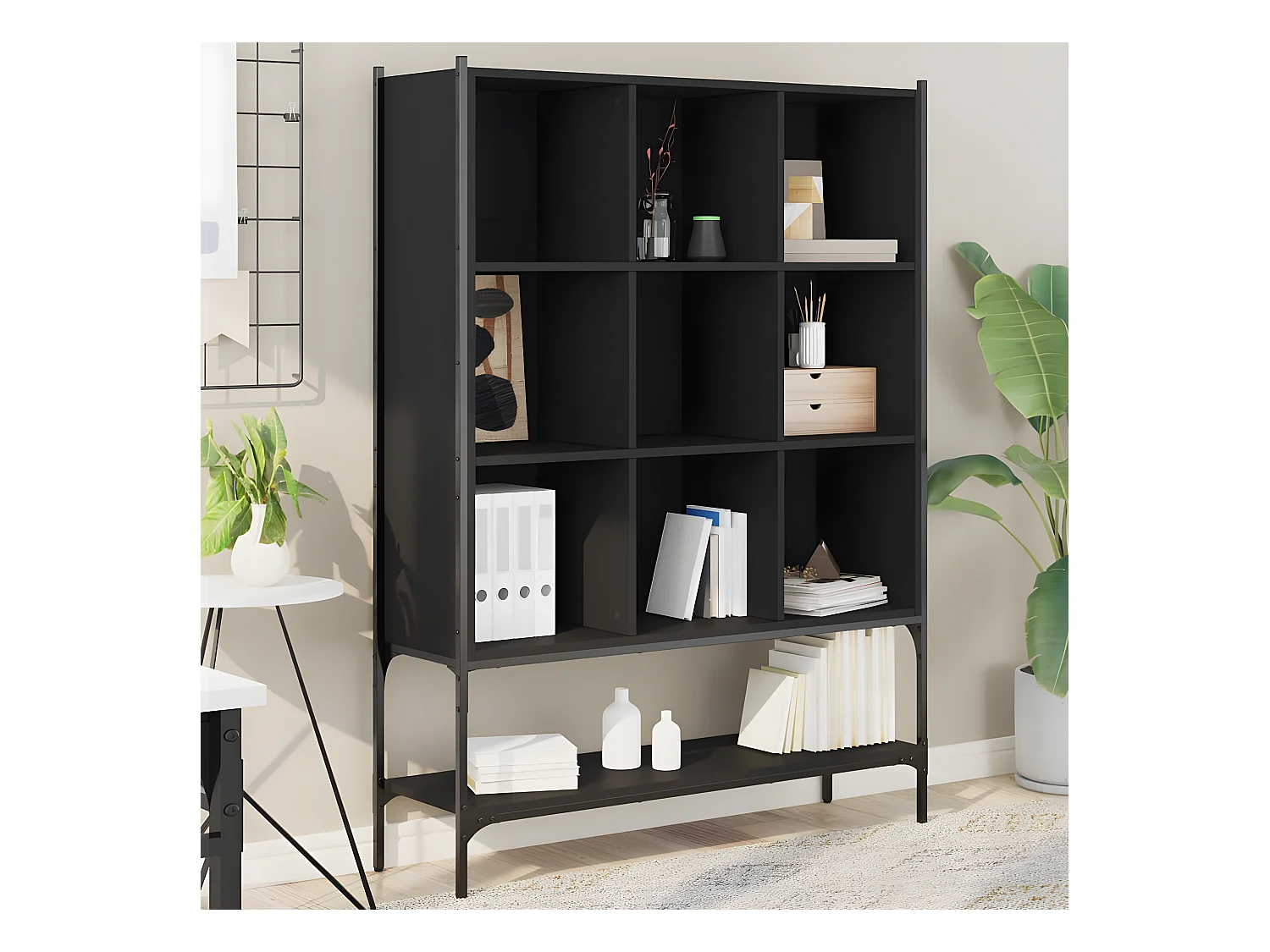 Bibliothèque noir 102x30x141,5 cm bois d'ingénierie