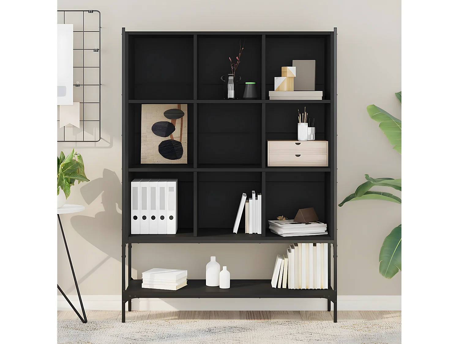 Bibliothèque noir 102x30x141,5 cm bois d'ingénierie