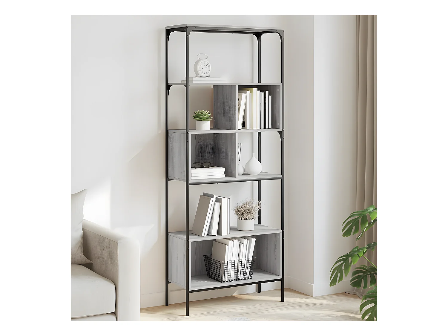 Bibliothèque 5 niveaux sonoma gris 76x33x188,5 cm