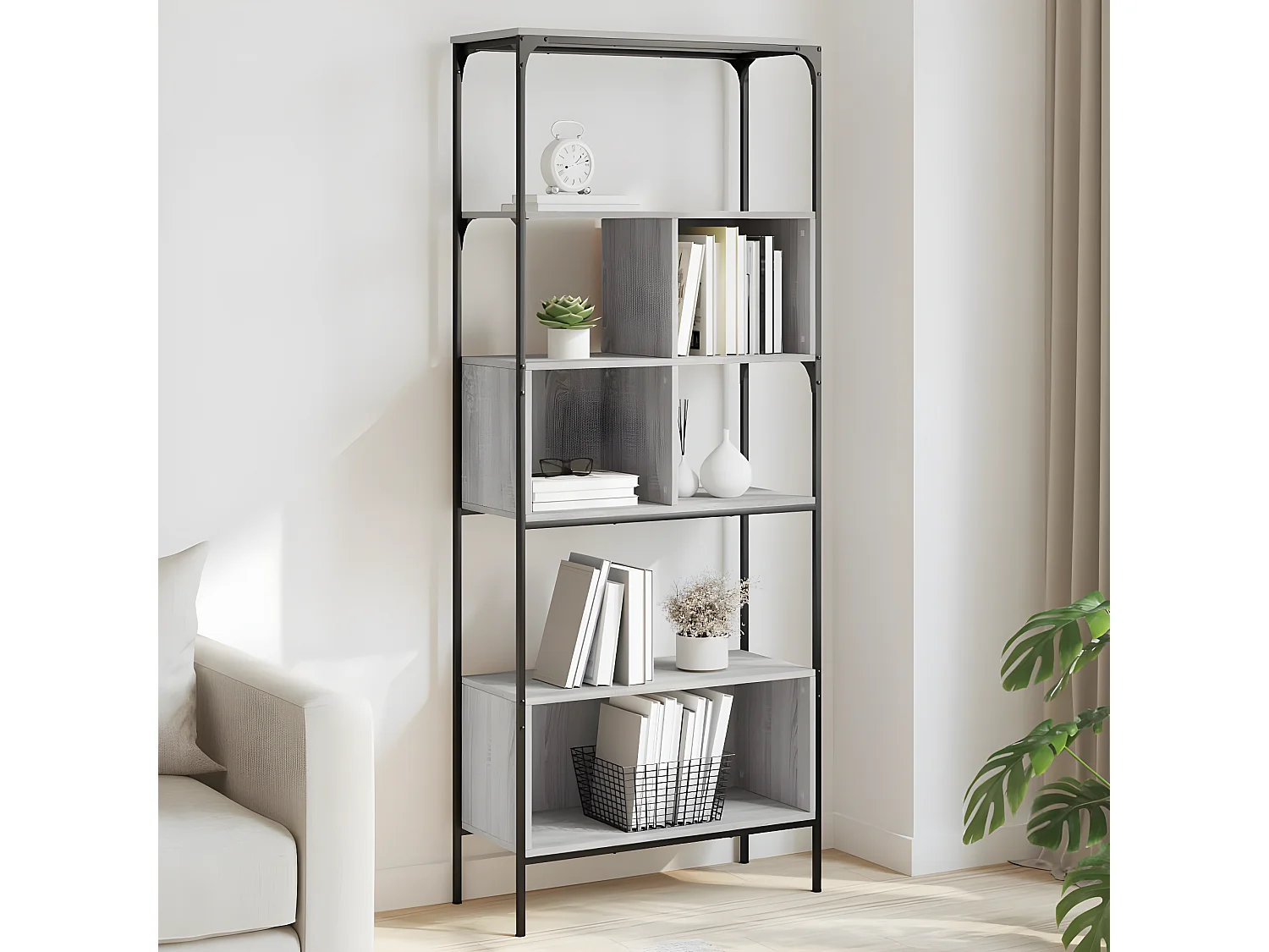Bibliothèque 5 niveaux sonoma gris 76x33x188,5 cm