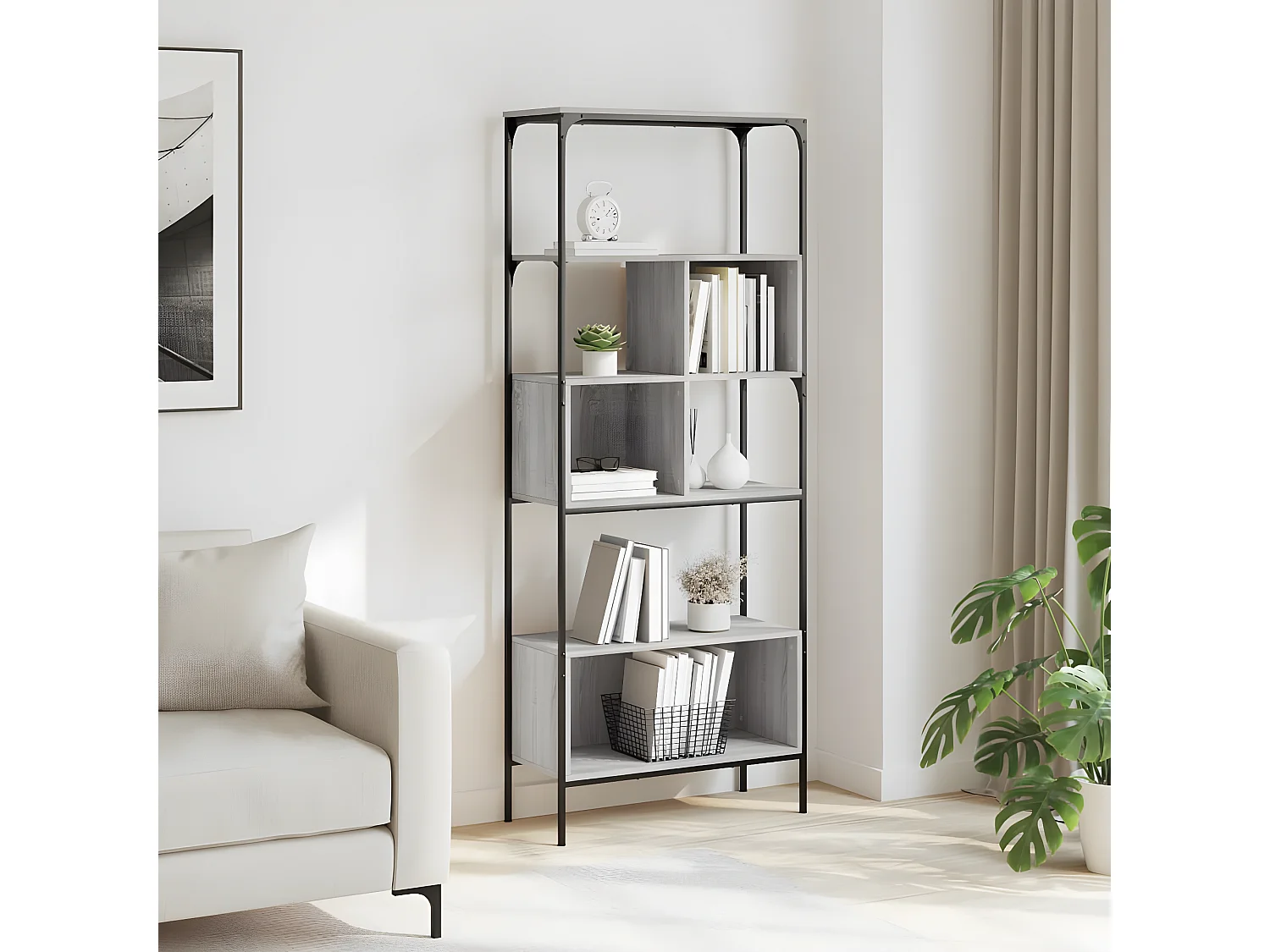 Bibliothèque 5 niveaux sonoma gris 76x33x188,5 cm