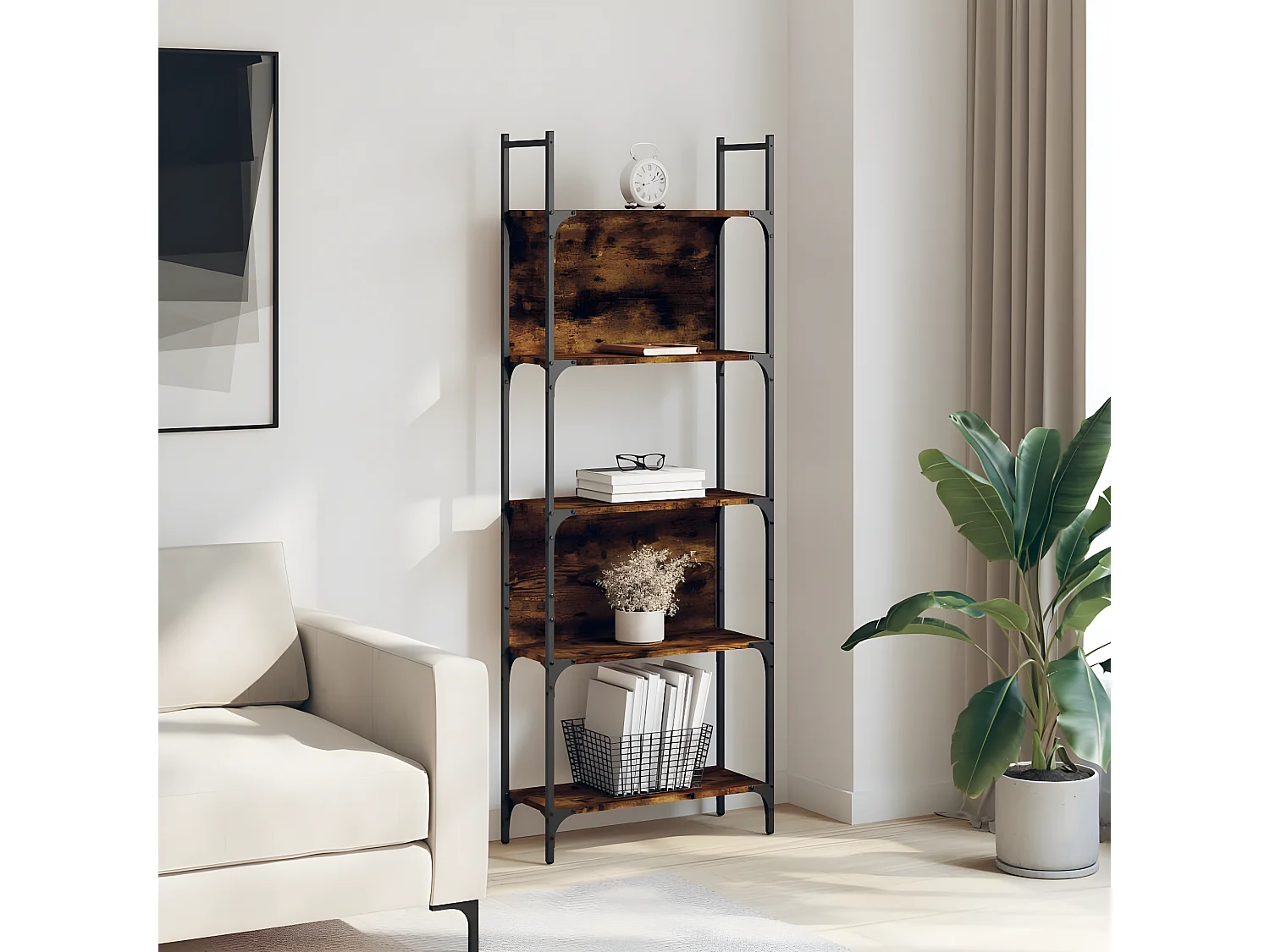 Estante c/ 5 prateleiras derivados de madeira carvalho fumado