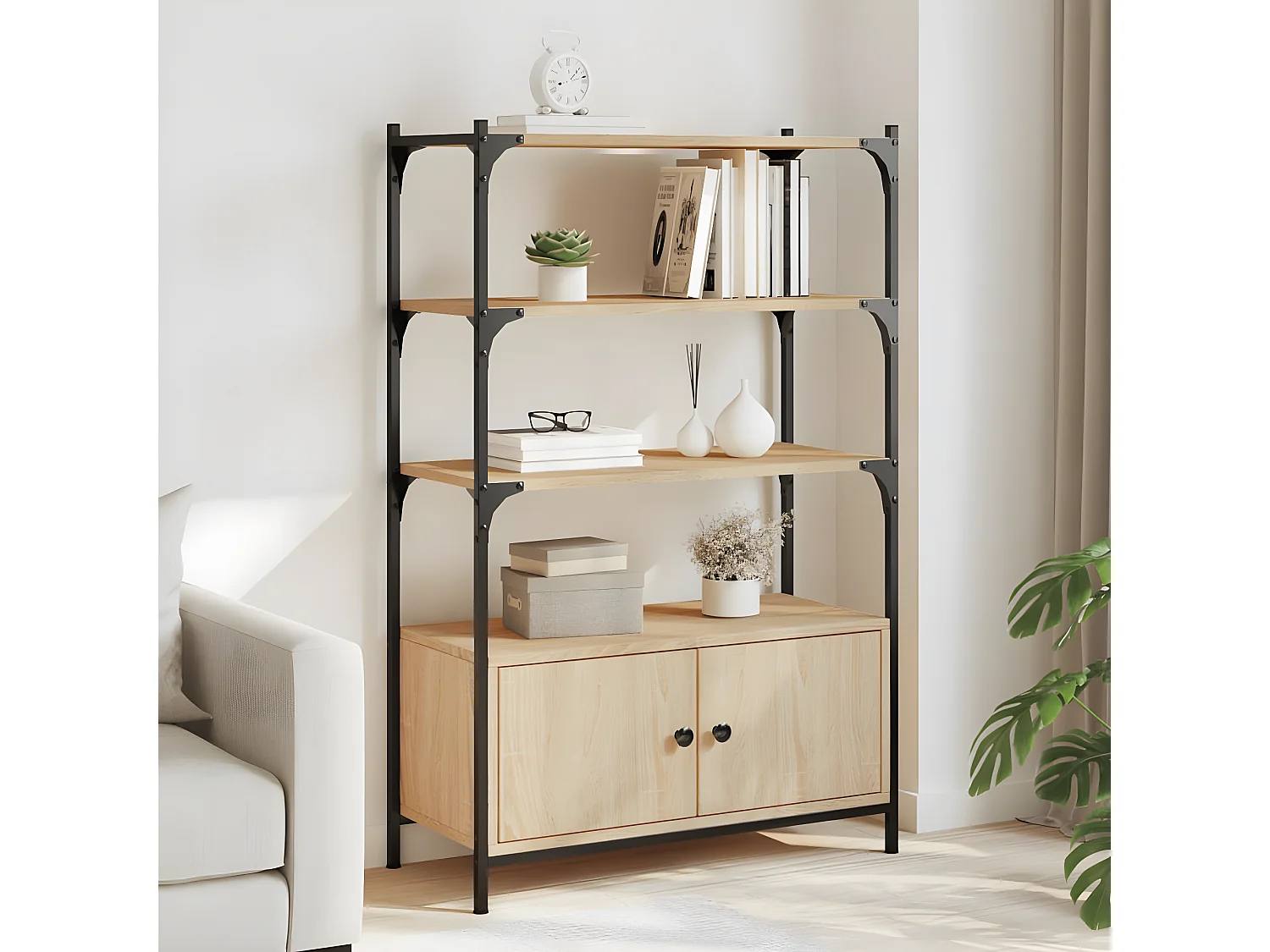 Estante c/ 3 prateleiras derivados de madeira carvalho sonoma