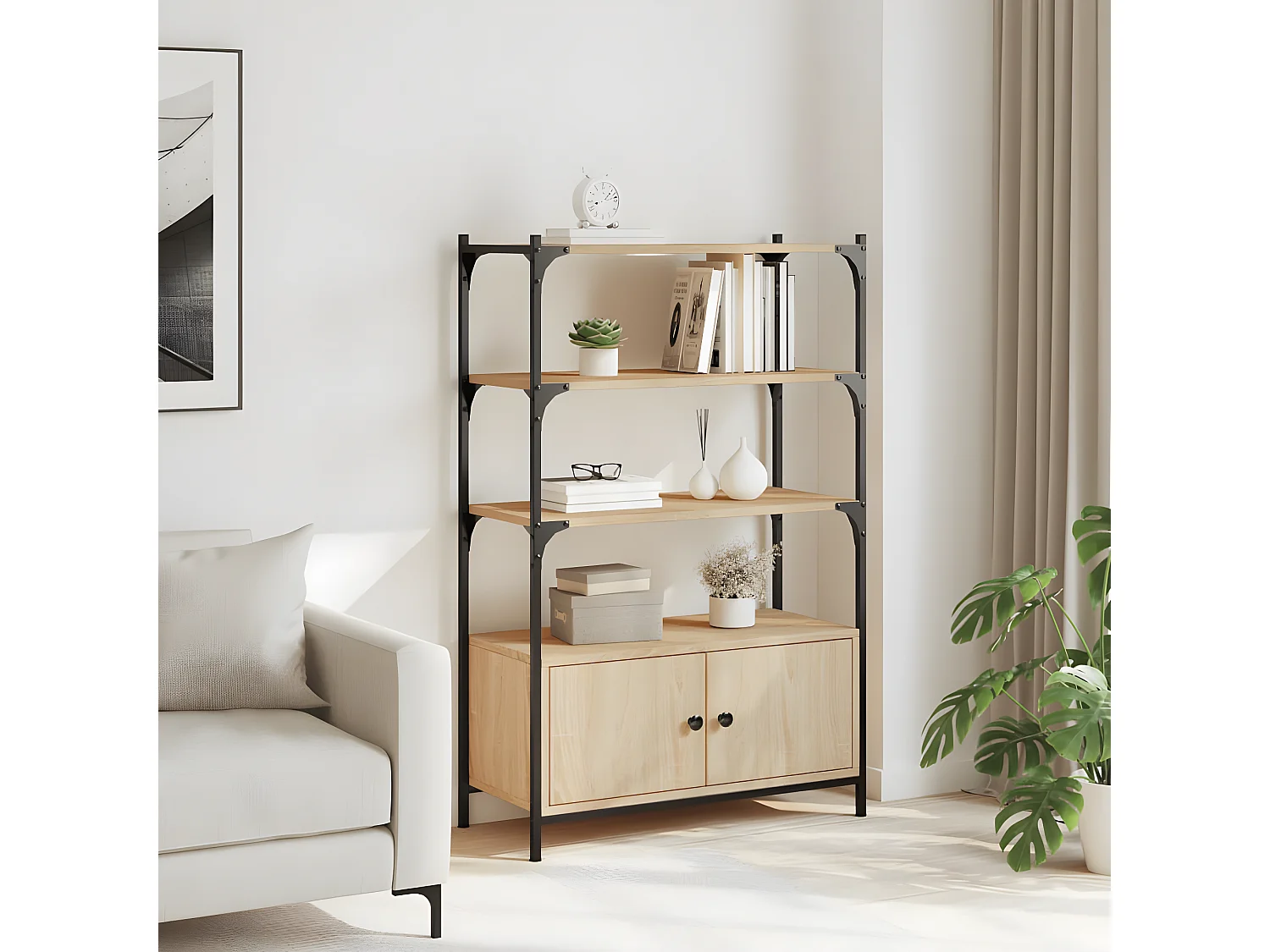 Estante c/ 3 prateleiras derivados de madeira carvalho sonoma