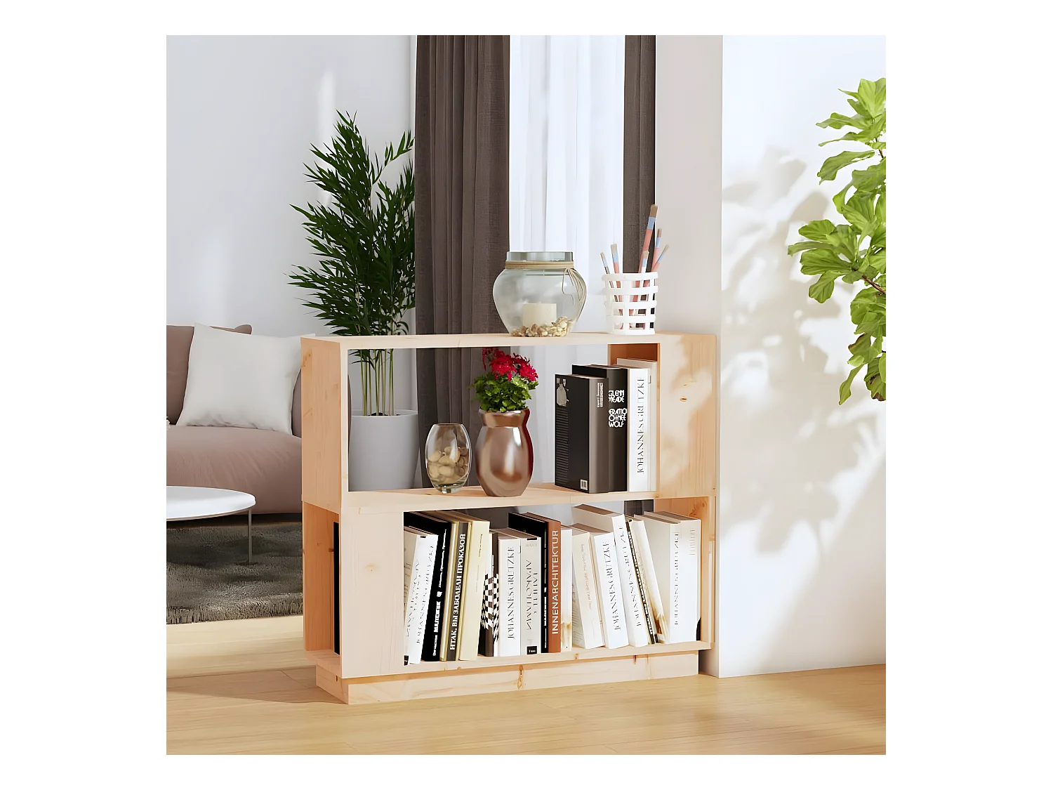 Estantería/divisor de espacios madera maciza pino 80x25x70 cm