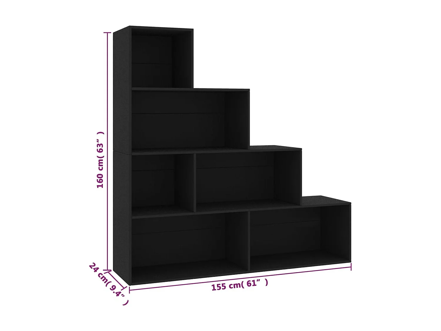 Boekenkast/kamerscherm 155x24x160 cm bewerkt hout zwart