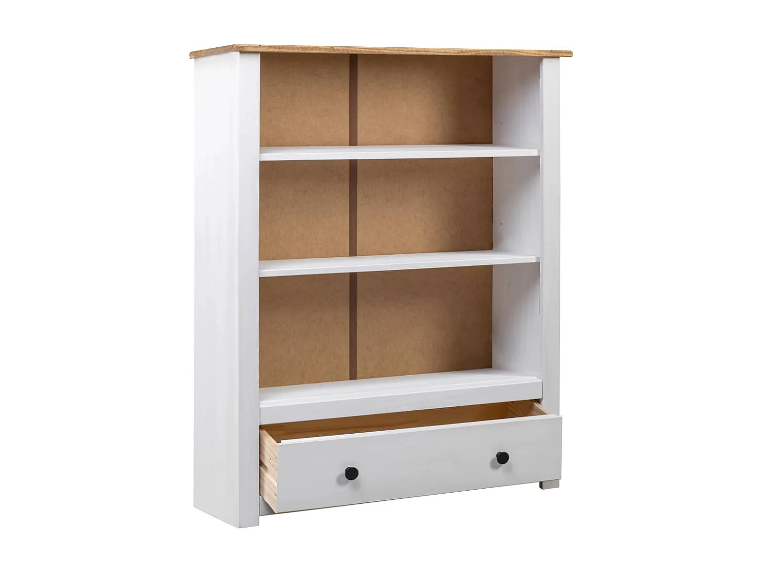 Librería de madera maciza pino estilo Panamá blanco 80x35x110 cm