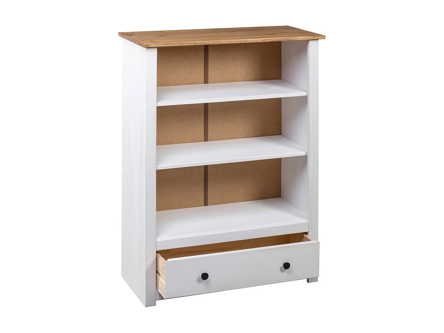 Librería de madera maciza pino estilo Panamá blanco 80x35x110 cm