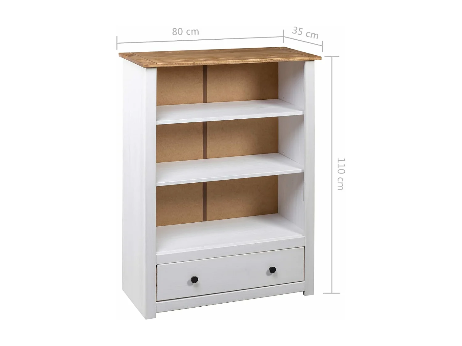Bibliothèque Blanc 80x35x110 cm Pin massif Assortiment Panama