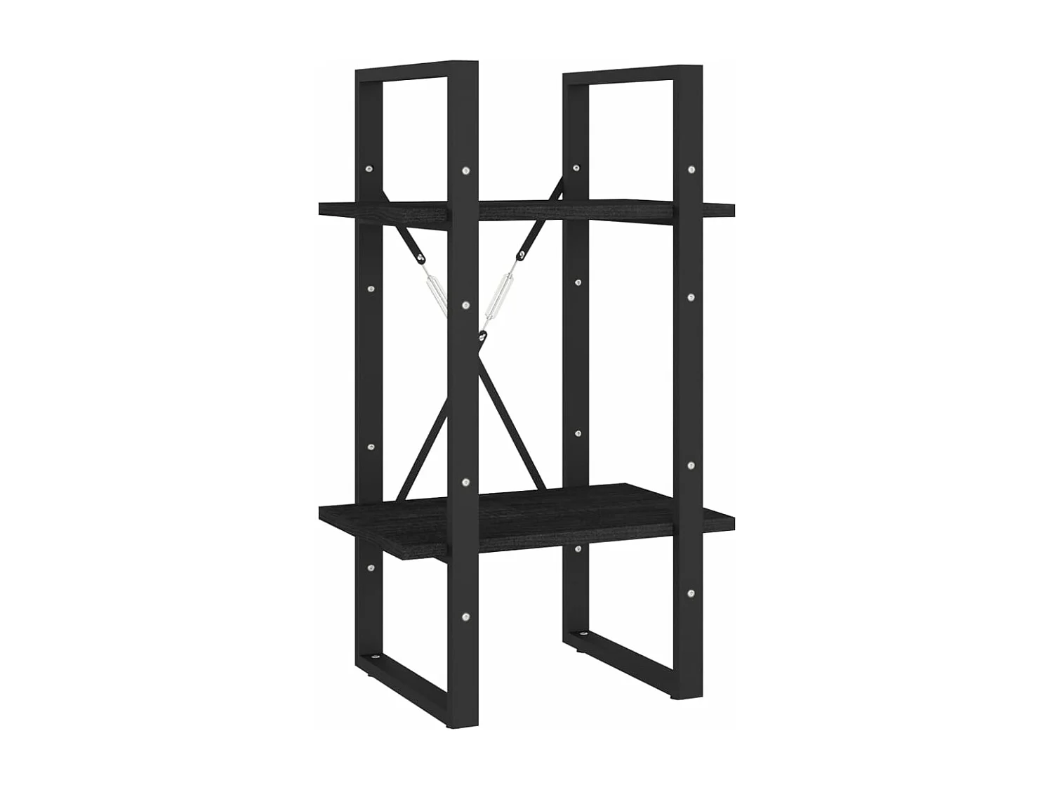 Bibliothèque à 2 niveaux Noir 40x30x70 cm Bois de pin massif