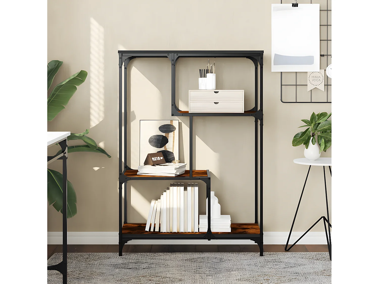 Bibliothèque chêne sonoma 81x36x115 cm bois ingénierie et acier