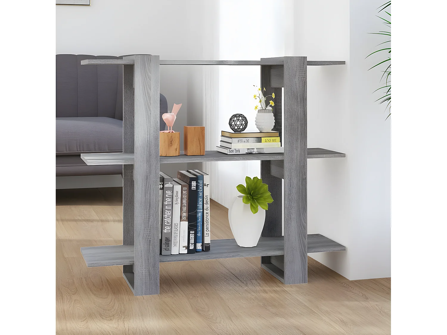 Bibliothèque/Séparateur de pièce Sonoma gris 100x30x87 cm