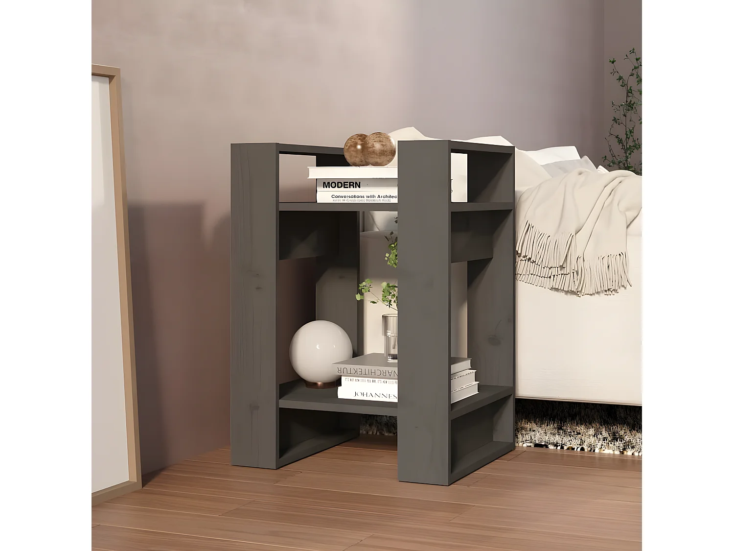 Bibliothèque/Séparateur de pièce Gris 41x35x57 cm Pin solide