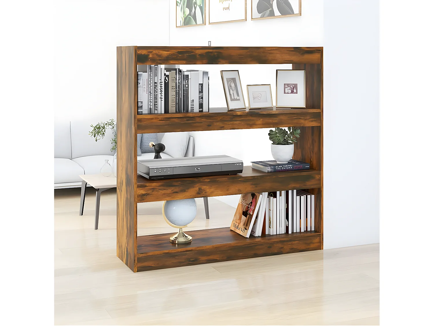 Bibliothèque/Séparateur de pièce Chêne fumé 100x30x103 cm