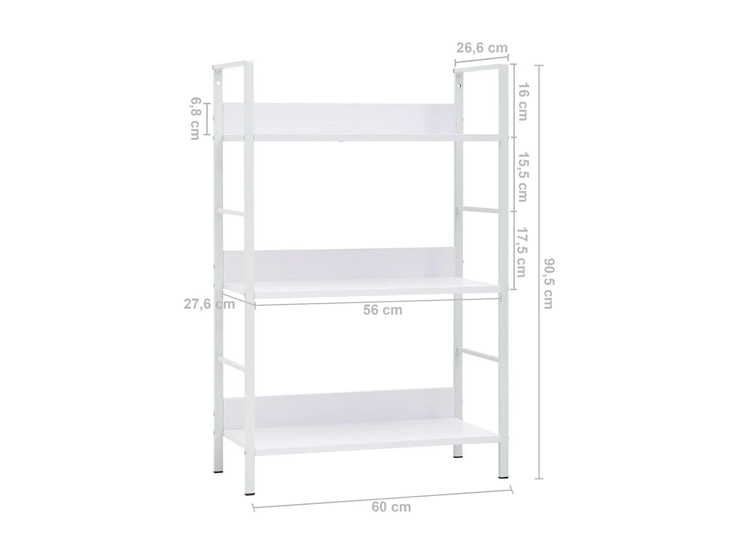 Bibliothèque à 3 niveaux Blanc 60x27,6x90,5 cm Aggloméré