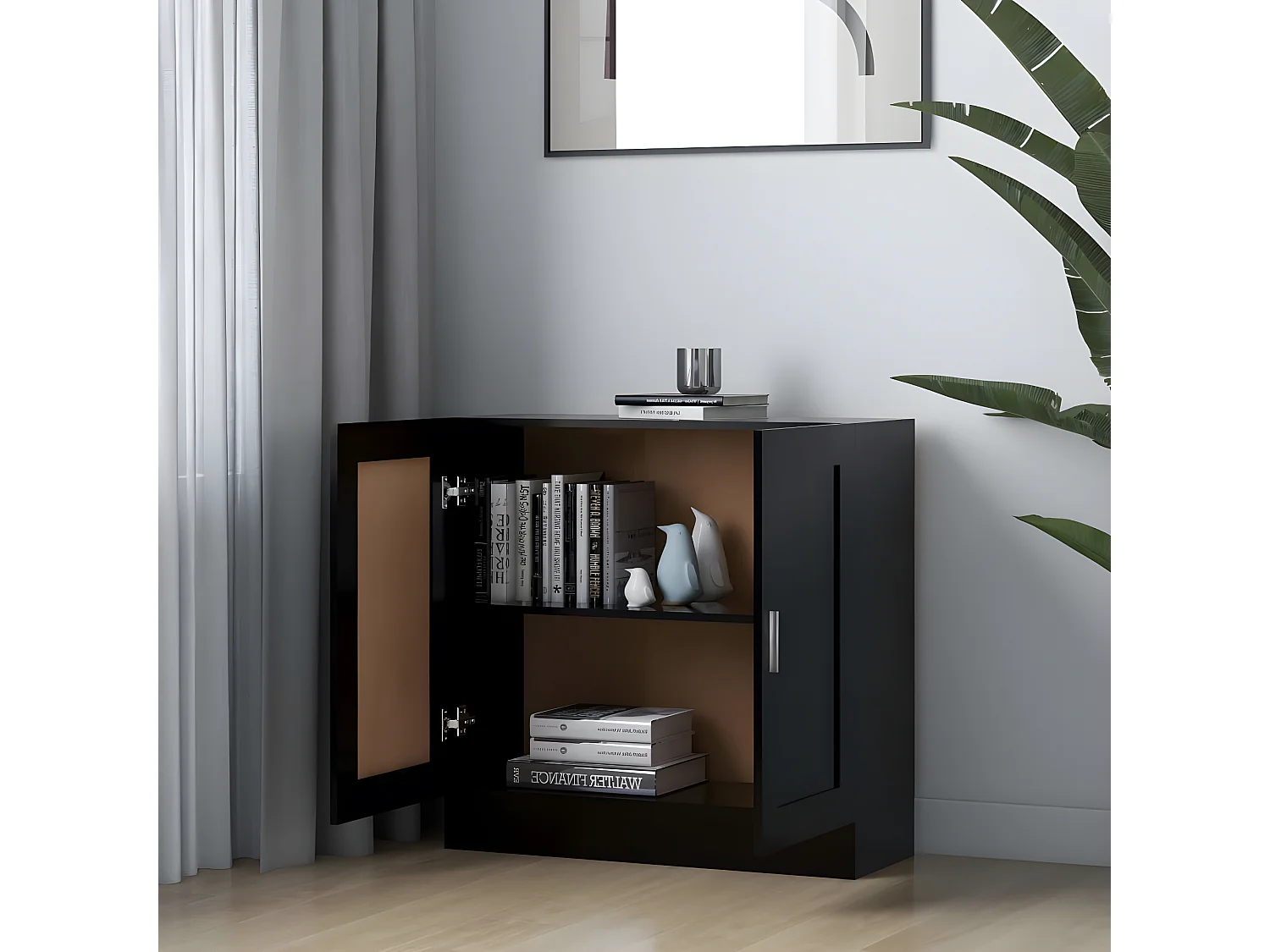 Bibliothèque Noir 82,5x30,5x80 cm Aggloméré