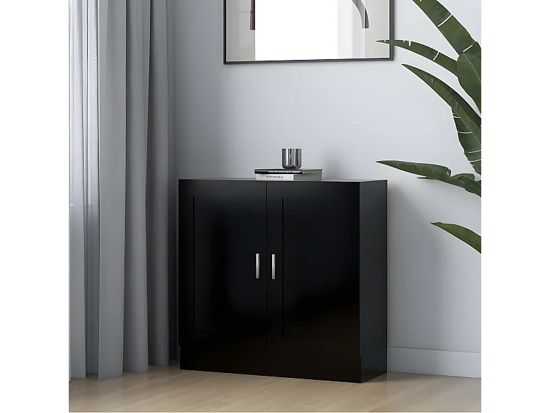 Bibliothèque Noir 82,5x30,5x80 cm Aggloméré