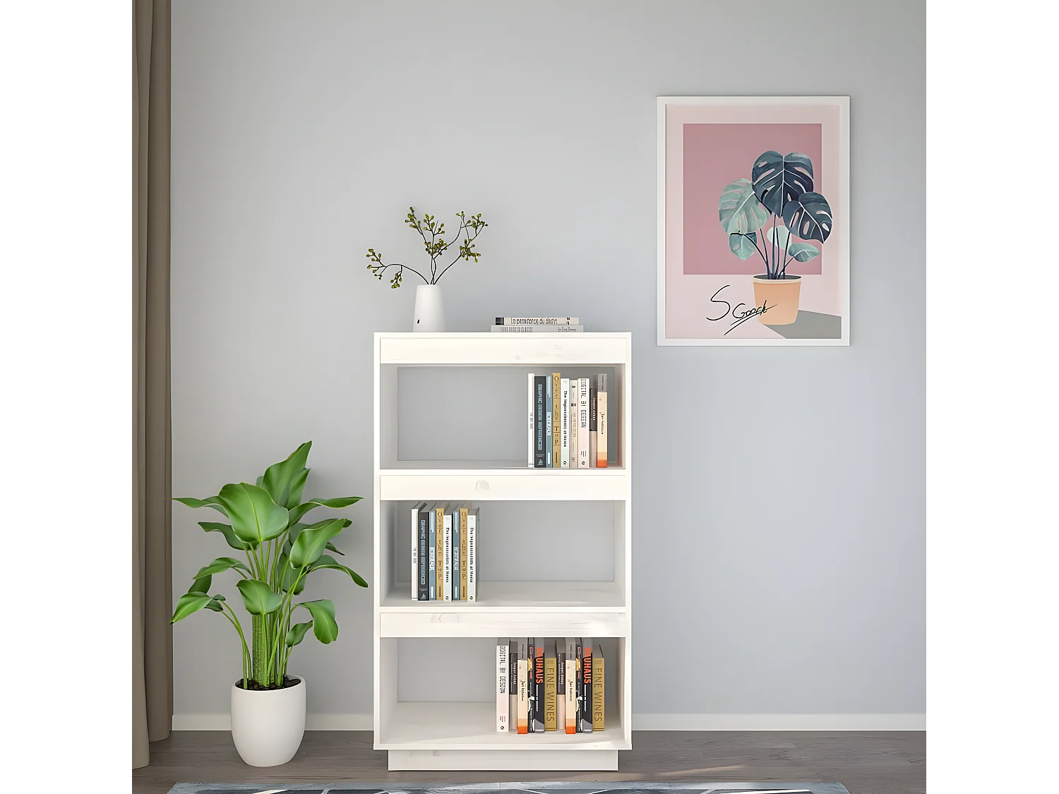 Bibliothèque/Cloison Blanc 60x35x103 cm Bois de pin massif