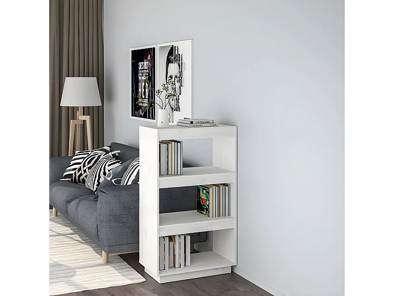 Bibliothèque/Cloison Blanc 60x35x103 cm Bois de pin massif