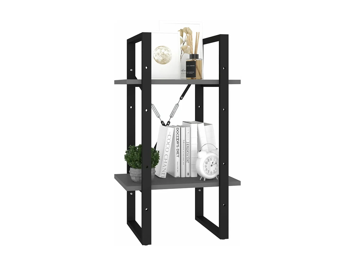 Bibliothèque à 2 niveaux Gris 40x30x70 cm Aggloméré