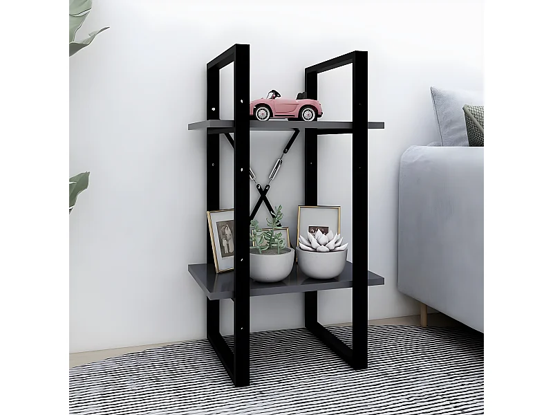 Estante com 2 prateleiras 40x30x70 cm contraplacado cinzento