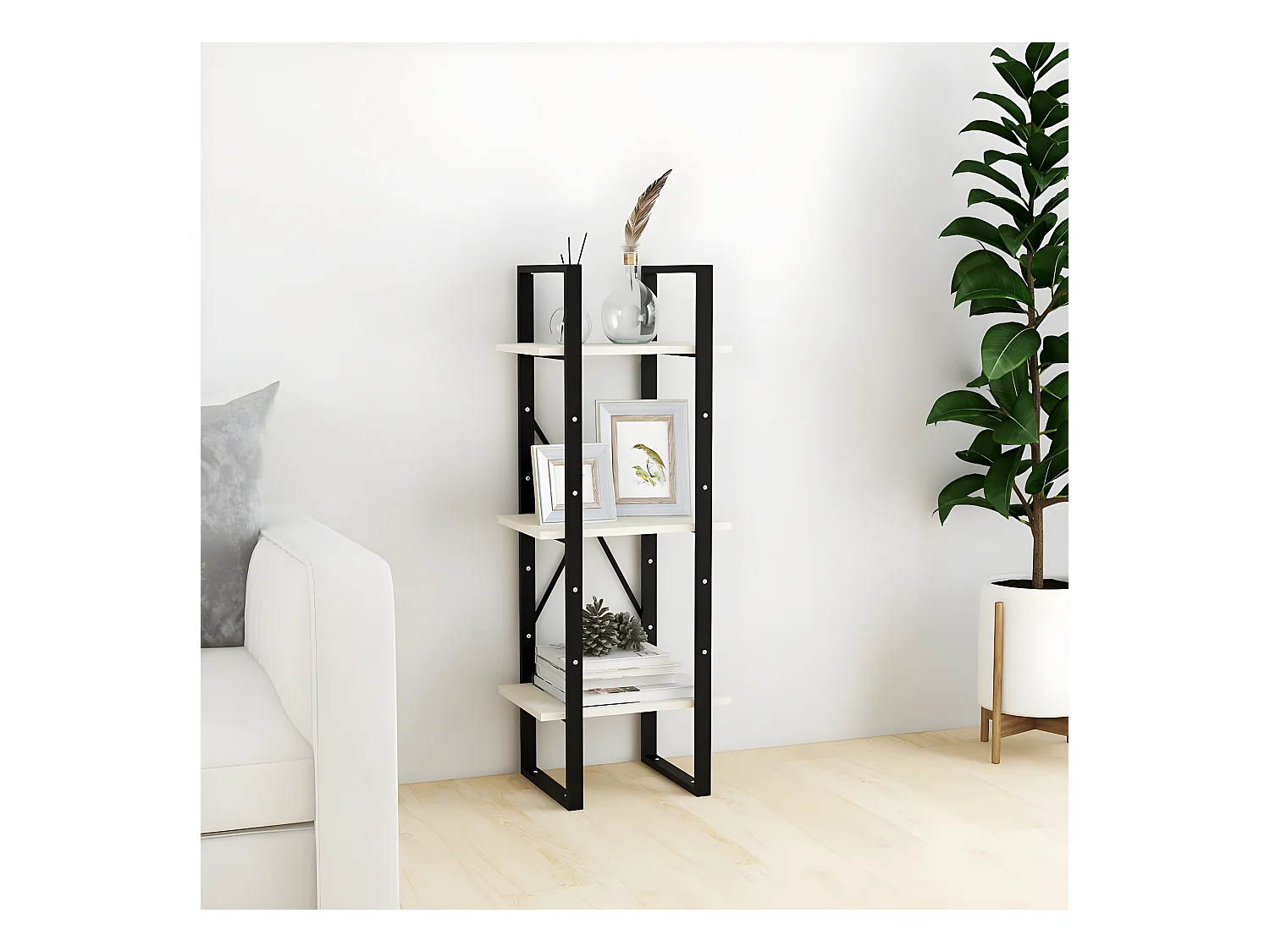 Bibliothèque à 3 niveaux Blanc 40x30x105 cm Bois de pin massif