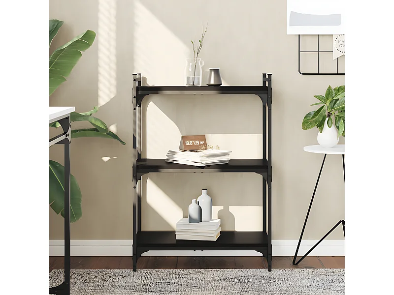 Estante c/ 3 prateleiras 60x30x86 cm derivados de madeira preto