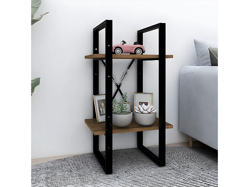 Estantería 2 niveles madera marrón roble 40x30x70 cm