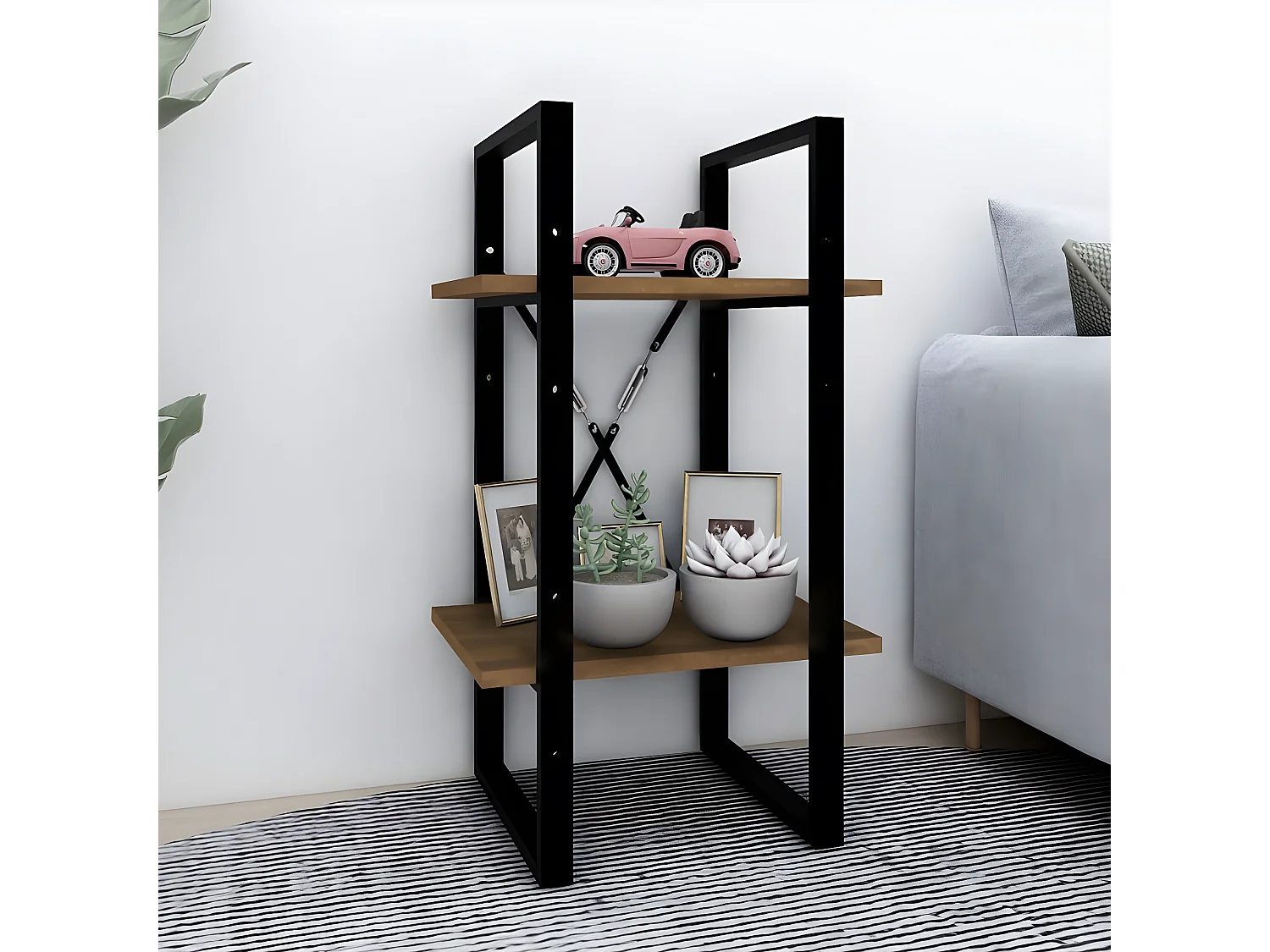 Bibliothèque 2 niveaux Chêne brun 40x30x70 cm Bois d'ingénierie