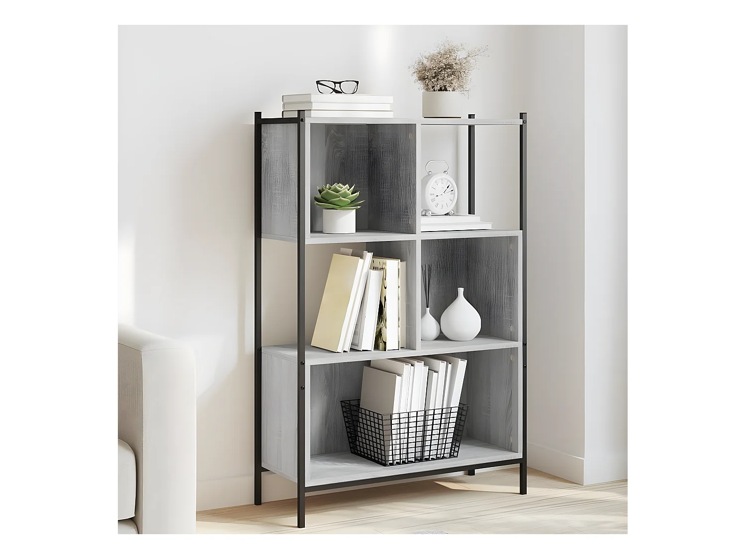 Bibliothèque sonoma gris 72x28x109 cm bois d'ingénierie