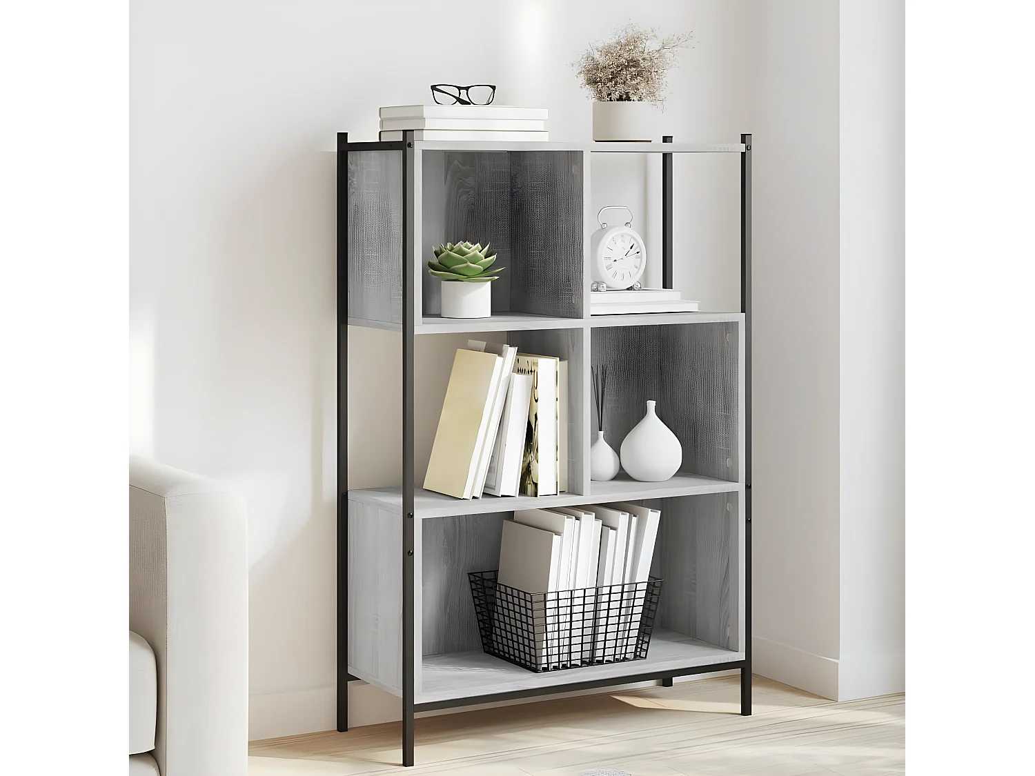 Bibliothèque sonoma gris 72x28x109 cm bois d'ingénierie