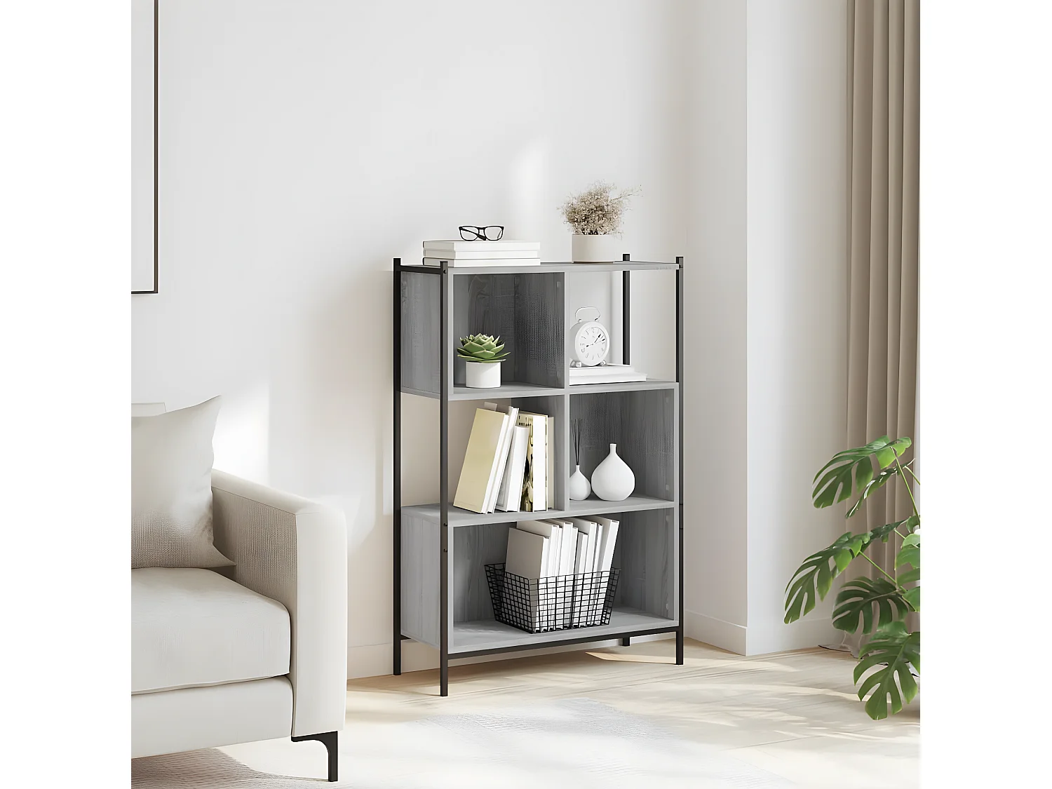 Bibliothèque sonoma gris 72x28x109 cm bois d'ingénierie