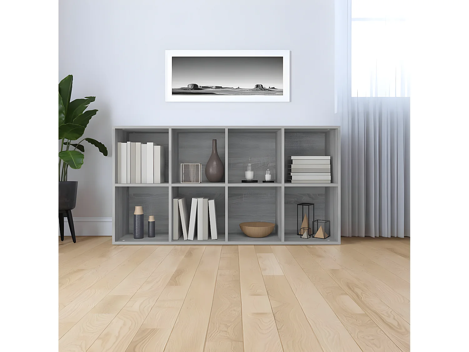 Boekenkast 66x30x130 cm bewerkt hout sonoma grijs