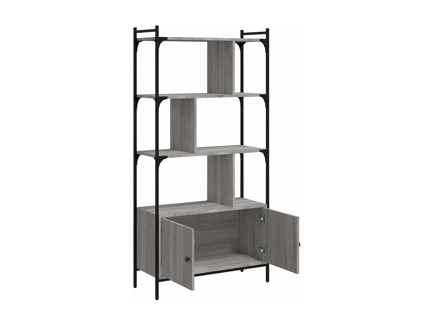 Bibliothèque avec portes sonoma gris 76,5x30x154,5 cm