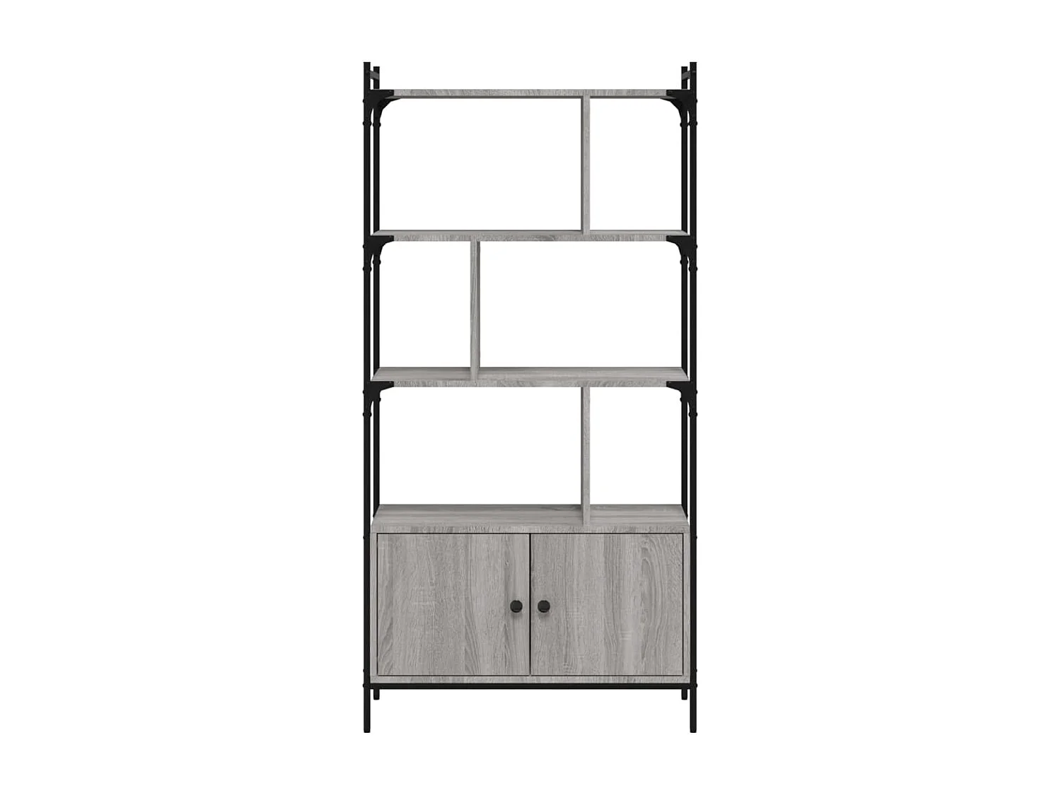 Bibliothèque avec portes sonoma gris 76,5x30x154,5 cm