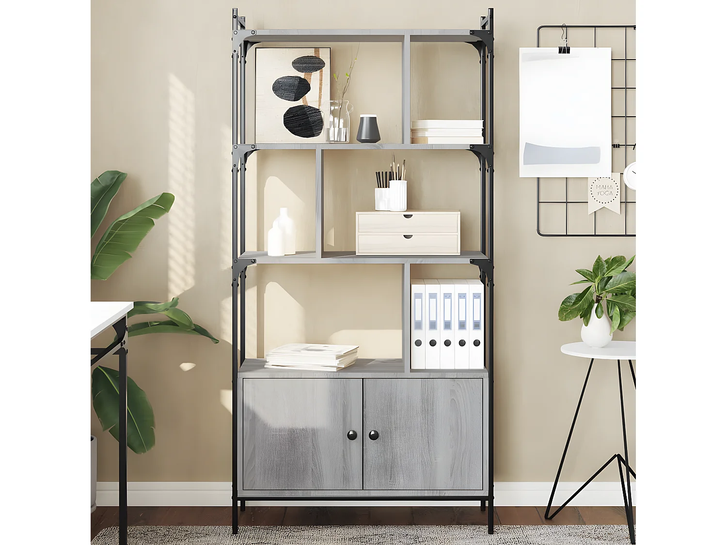 Estantería con puertas madera gris Sonoma 76,5x30x154,5 cm