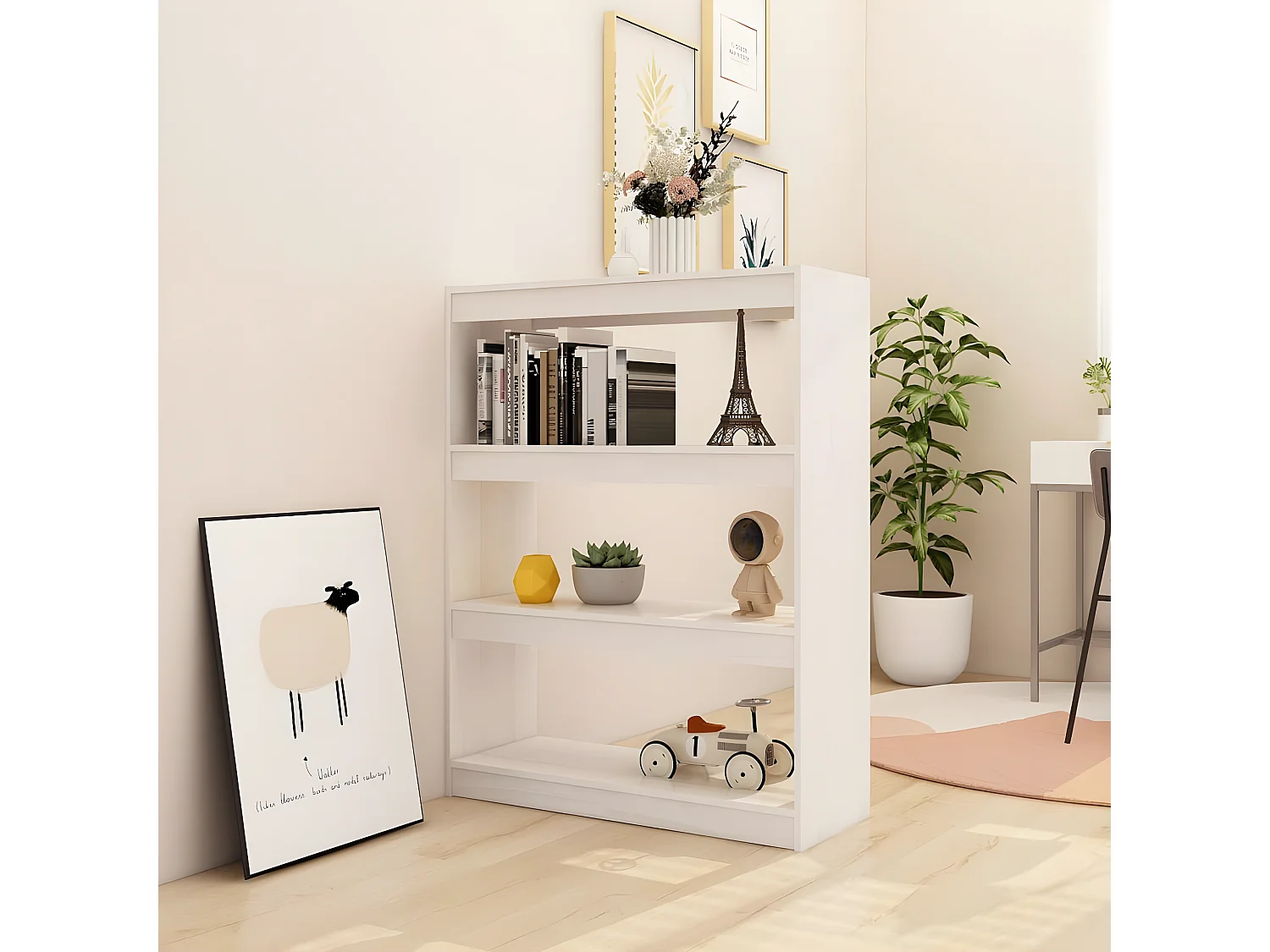 Bibliothèque/Séparateur de pièce Blanc 100x30x103 cm Pin massif