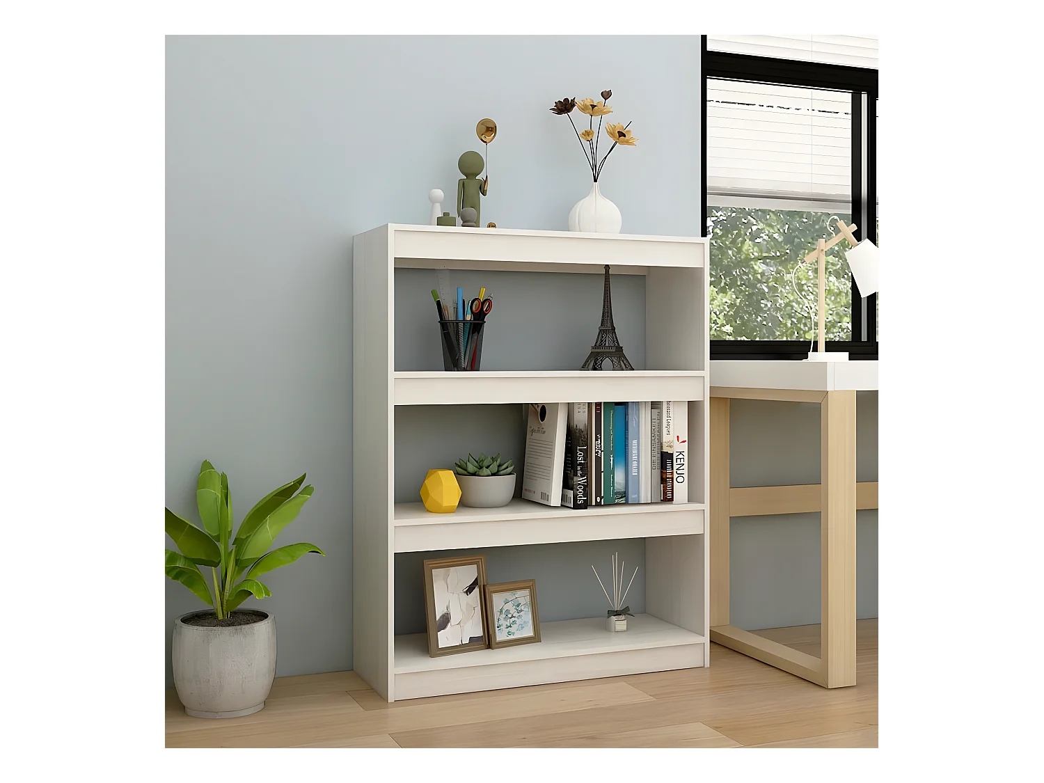 Bibliothèque/Séparateur de pièce Blanc 100x30x103 cm Pin massif
