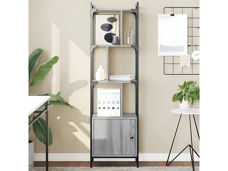 Estantería con puerta madera gris Sonoma 44,5x30x154,5 cm