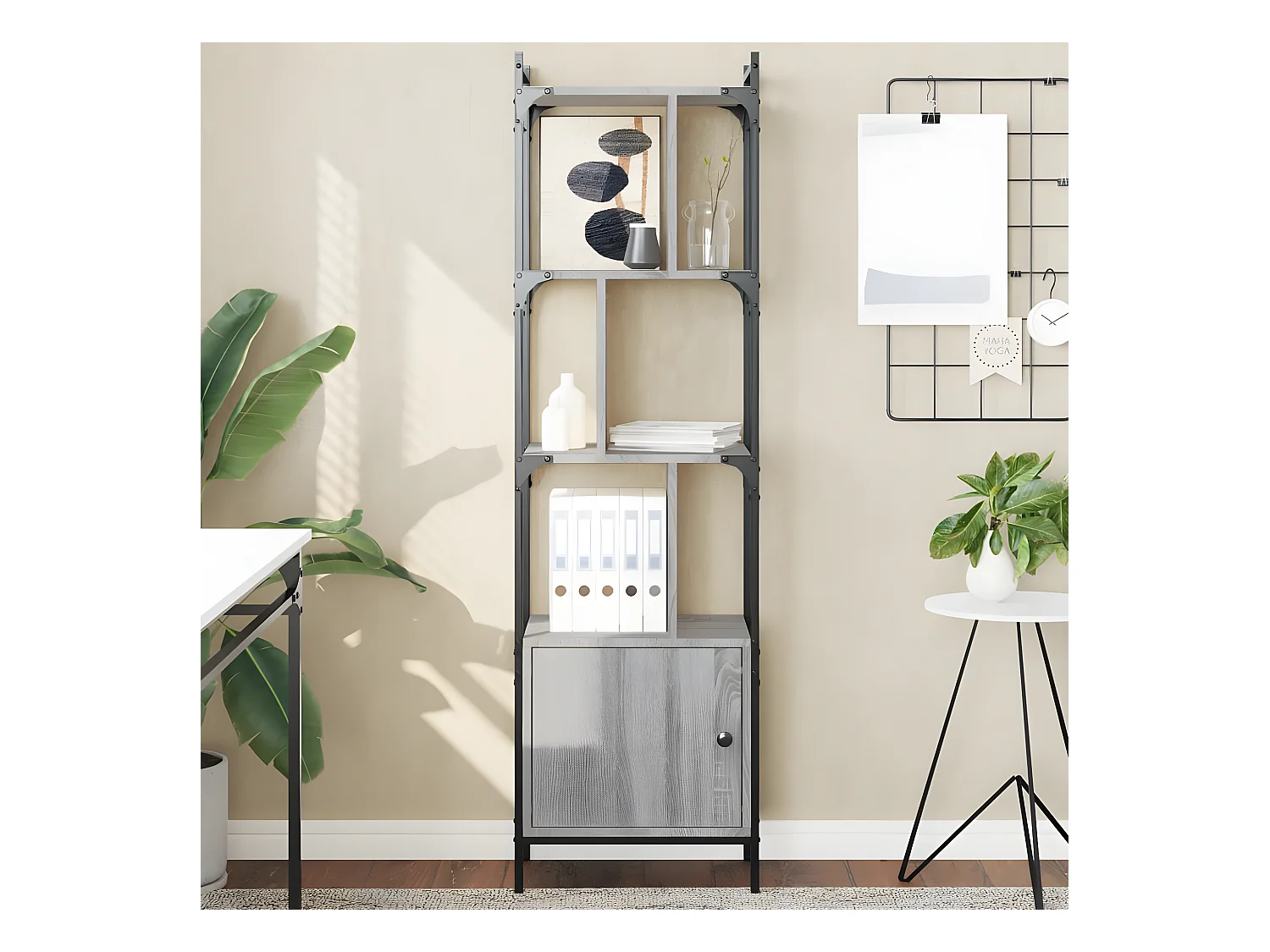 Estantería con puerta madera gris Sonoma 44,5x30x154,5 cm