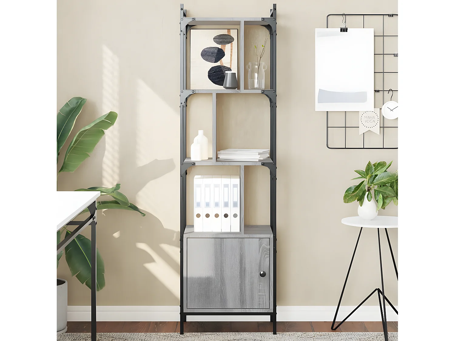 Bibliothèque avec porte sonoma gris 44,5x30x154,5 cm