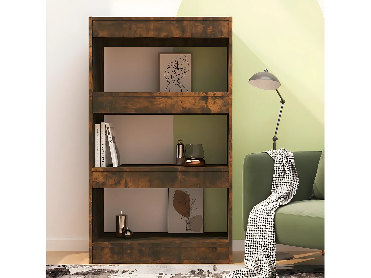 Bibliothèque/Séparateur de pièce Chêne fumé 60x30x103 cm