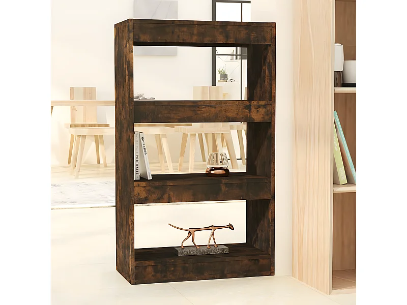 Boekenkast/kamerscherm 60x30x103 cm bewerkt hout gerookt eiken