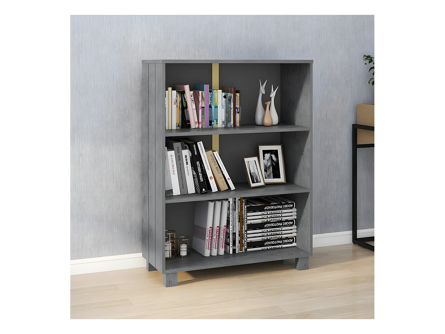 Bibliothèque HAMAR Gris foncé 85x35x112 cm Bois de pin massif