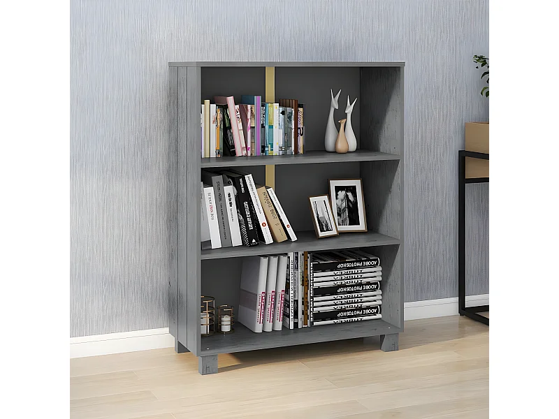 Bibliothèque HAMAR Gris foncé 85x35x112 cm Bois de pin massif